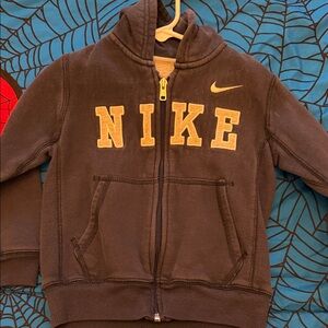 Nike Kids Black Zip Hoodie with Gold Lettering